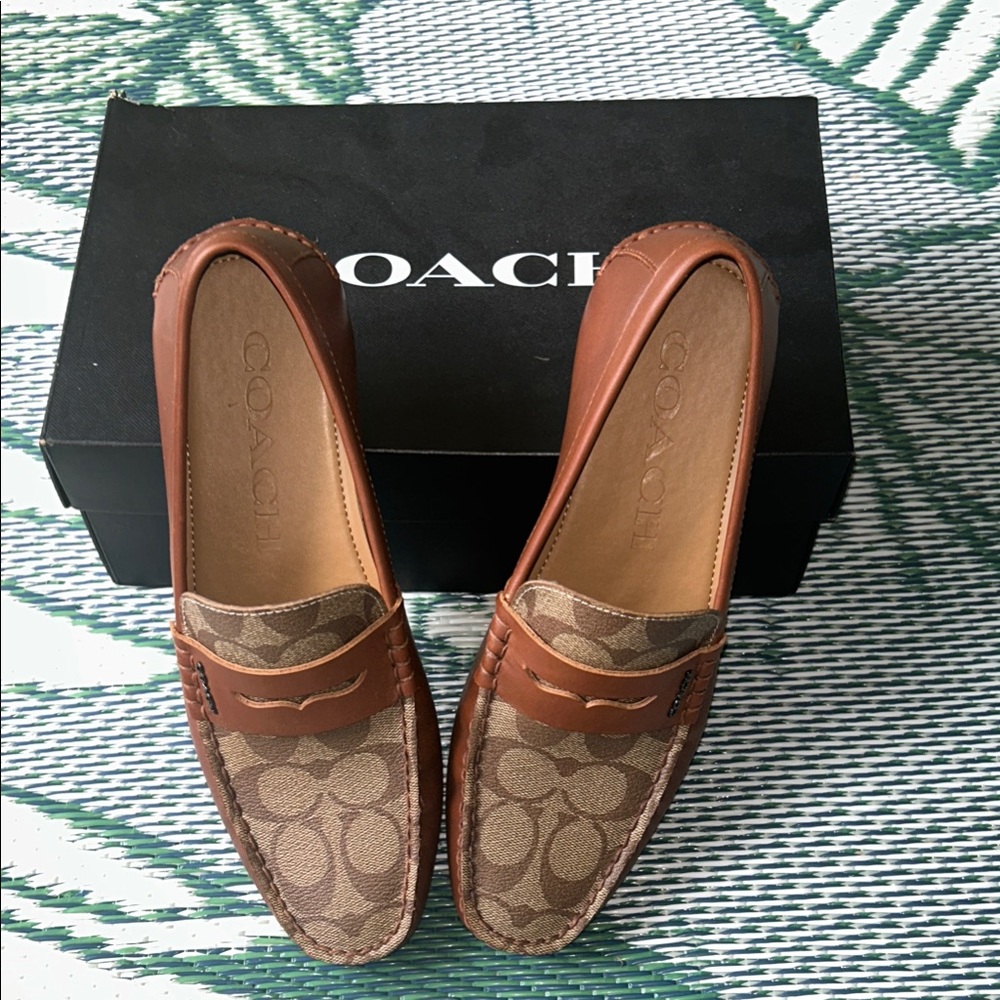 Men’s Coach Signature Brown and Tan Loafers